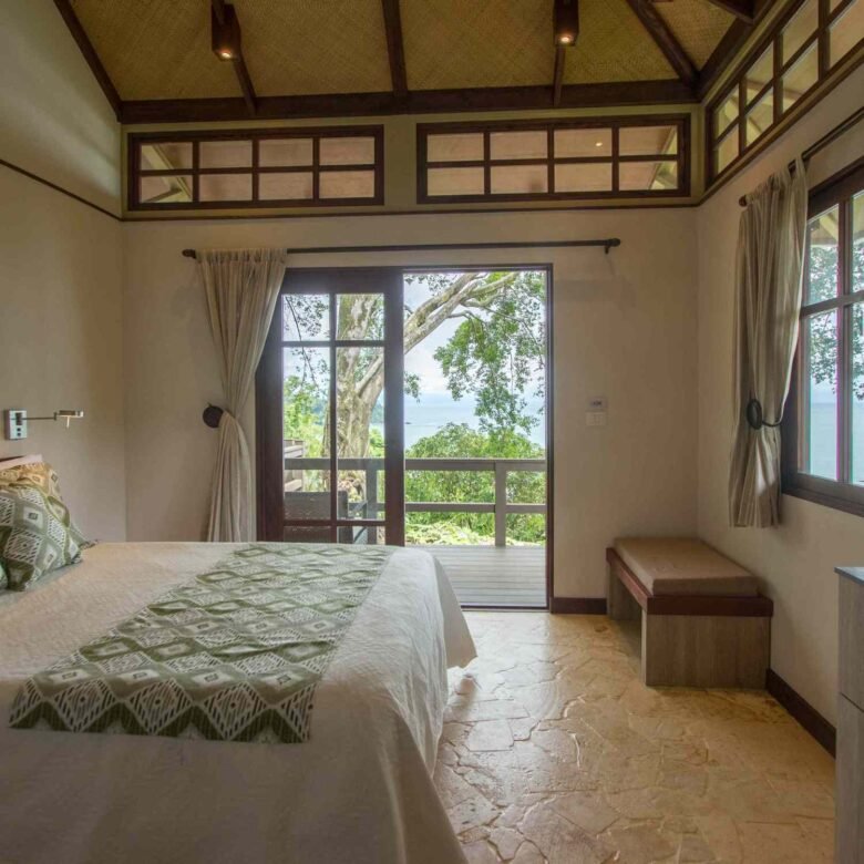 Spacious villa bedroom with a view at Villas Azul Ballena, Uvita