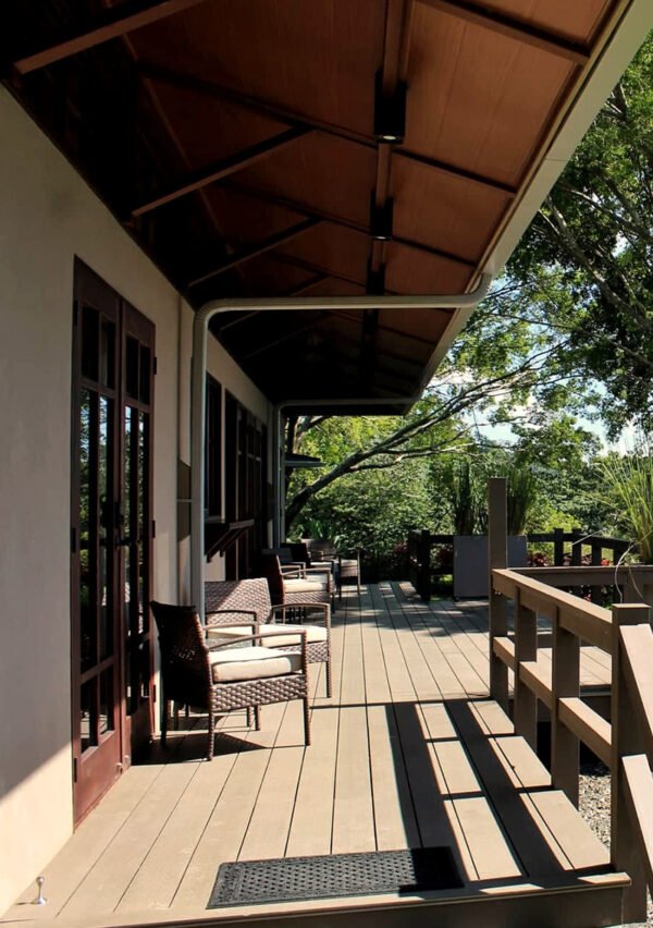 Villa porch with comfortable outdoor seating at Villas Azul Ballena